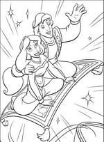 coloriage aladdin et jasmin sur tapis volant